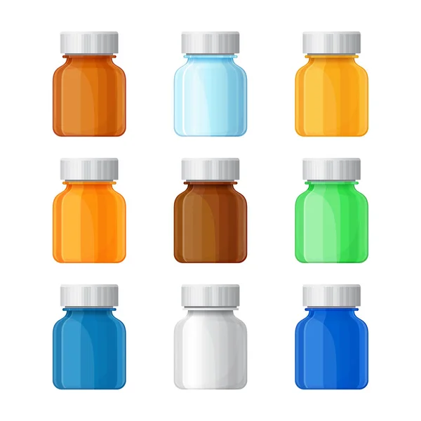 Set Medizinischer Vektor Flaschen Flachen Stil — Stockvektor