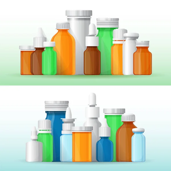 医疗用瓶中平面样式矢量药房横幅 — 图库矢量图片