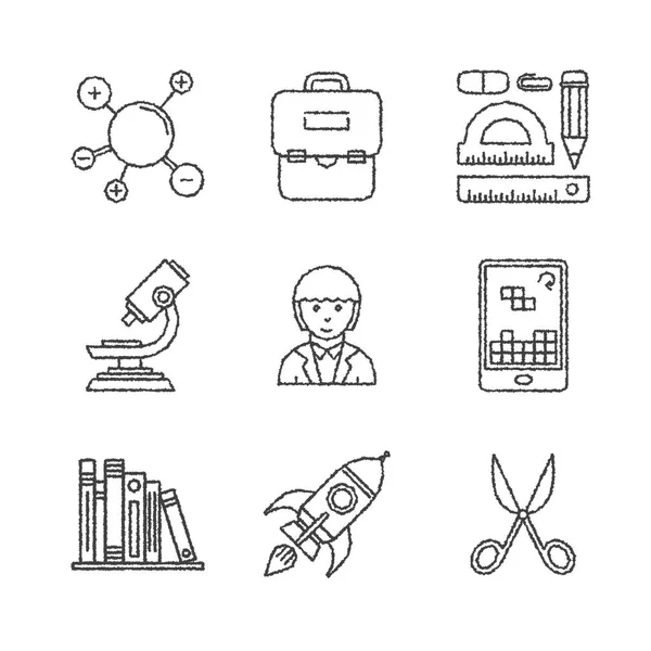 Conjunto Iconos Conceptos Educación Vectorial Estilo Boceto — Vector de stock