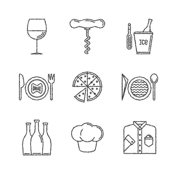 Ensemble Icônes Concepts Vectoriels Restaurant Dans Style Croquis — Image vectorielle