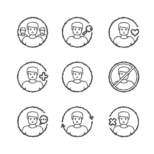 Set Icone Concetti Dei Social Network Vettoriali Stile Sketch — Vettoriale Stock