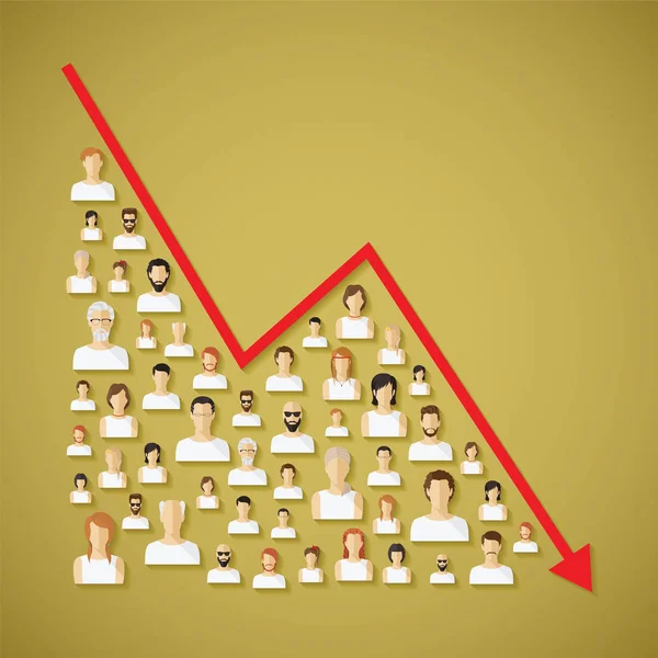 vektör sosyal ağ nüfus ve Demografi düşüş kavramı ile düz insan kutsal kişilerin resmi.