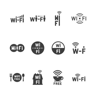 wifi uzaktan erişim ve radyo iletişimi için vektör kablosuz simge kümesi