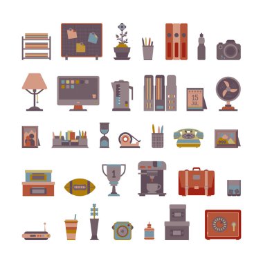 Office çalışma alanı öğeleri düz stil