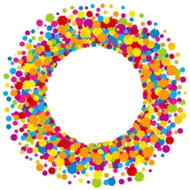 Canlı renk Holi boya su sıçramalarına çerçeve düz stil hediye kartı için vektör