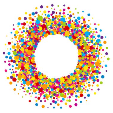 Canlı renk Holi boya su sıçramalarına çerçeve düz stil hediye kartı için vektör