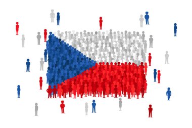 Çizgi film insanlar kalabalık tarafından kurulan vektör Çek Cumhuriyeti Devlet bayrağı