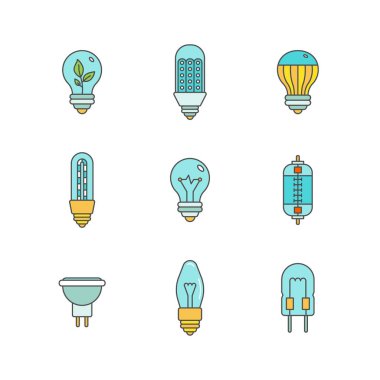 Vektör ampulleri Iconset en az lineart düz tarzı
