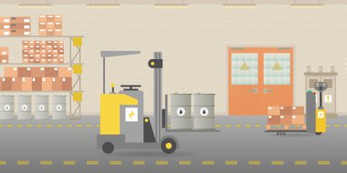 Vektör depo hangar iç boş sahne düz stil