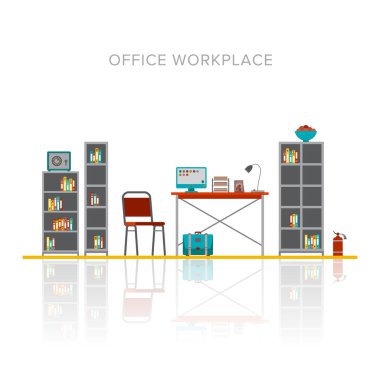 Vektör office işyeri sahne şablonu düz tarzı