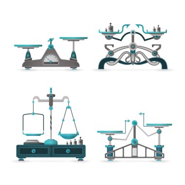 Vektör retro denge ölçekler düz stil ayarla