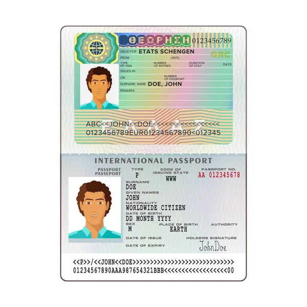 Vector internationaal open paspoort met visum van Oostenrijk — Stockvector