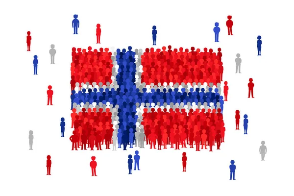 Vector Norway state flag formed by crowd of cartoon people — Stock Vector