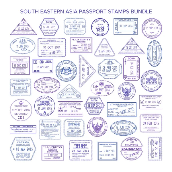 Délkelet-Ázsia utazási vízum meg vektor — Stock Vector