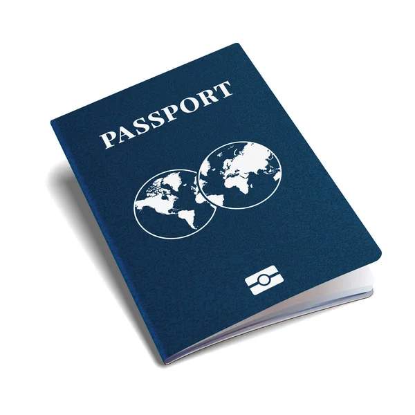 Passaporte internacional azul capa isométrica 3d vetor modelo — Vetor de Stock