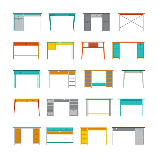 Набор векторных столов и столов в плоском стиле — стоковый вектор
