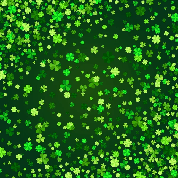 Koniczyna wektor zielony liści tło z życzeniami do Saint Patrick's Day w płaski — Wektor stockowy