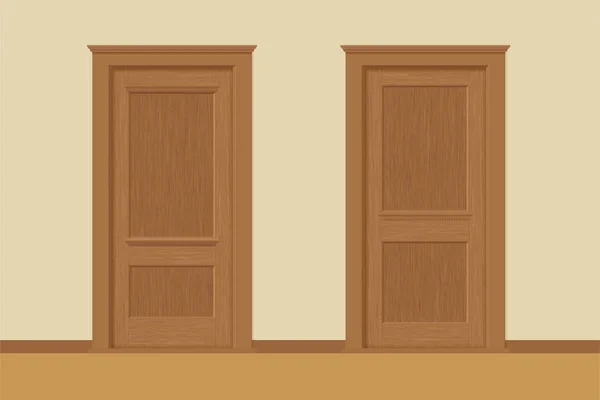 Portes intérieures en bois texturées vectorielles avec cadres de porte en style plat. proportions réalistes, échelle 1 : 100 . — Image vectorielle