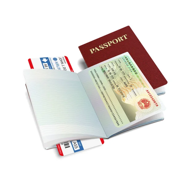 Vetor passaporte internacional com visto para o Canadá — Vetor de Stock