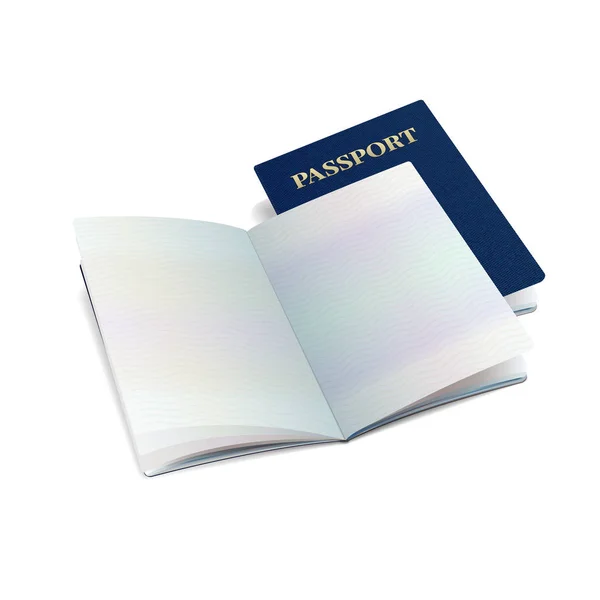 Modelo de passaporte internacional aberto vetorial com páginas limpas — Vetor de Stock