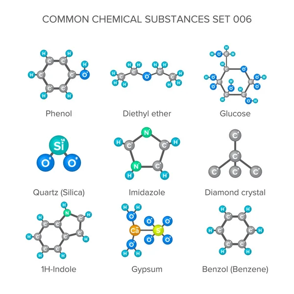 Vector struktury cząsteczkowej substancji chemicznych na białym tle — Wektor stockowy