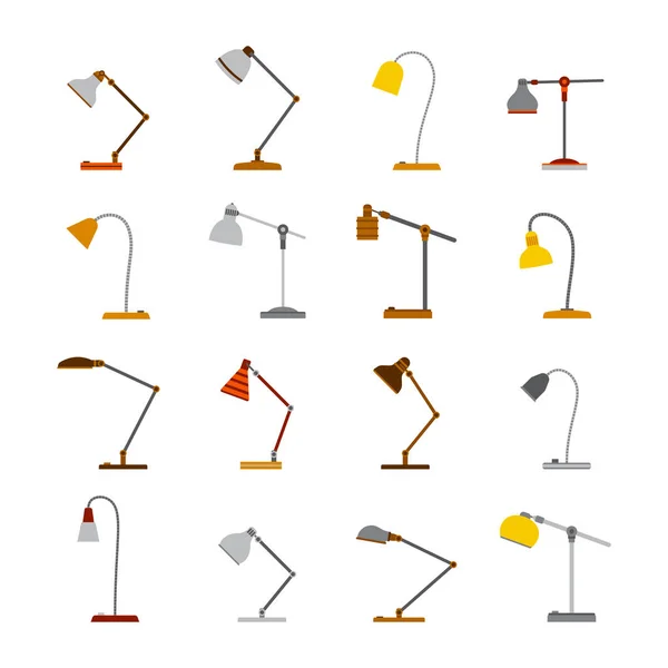 Ensemble de lampes de bureau vectorielles de style plat — Image vectorielle