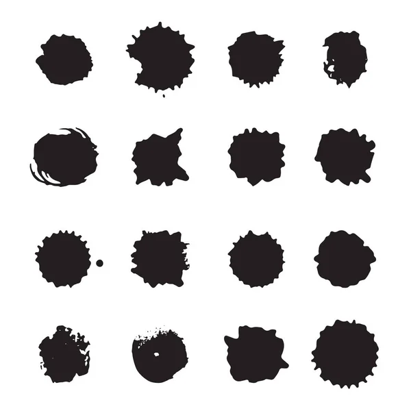 Conjunto de puntos, manchas, manchas y gotas de tinta monocromática vectorial — Vector de stock