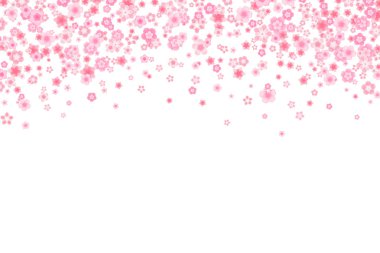 Düz tarzda pembe kiraz veya sakura çiçek vektör çiçeği tebrik kartı arka plan