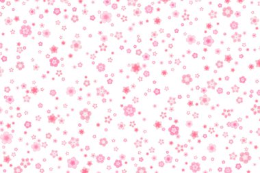 Düz tarzda pembe kiraz veya sakura çiçek vektör çiçeği tebrik kartı arka plan