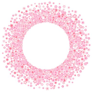 Düz tarzda pembe kiraz veya sakura çiçek vektör çiçeği tebrik kartı arka plan