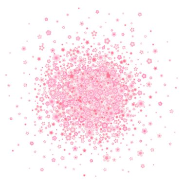 Düz tarzda pembe kiraz veya sakura çiçek vektör çiçeği tebrik kartı arka plan