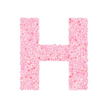 Vektör kiraz veya sakura çiçekleri yazı tipi, H harfi