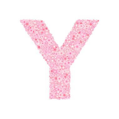 Vektör kiraz veya sakura çiçekleri yazı tipi, Y harfi