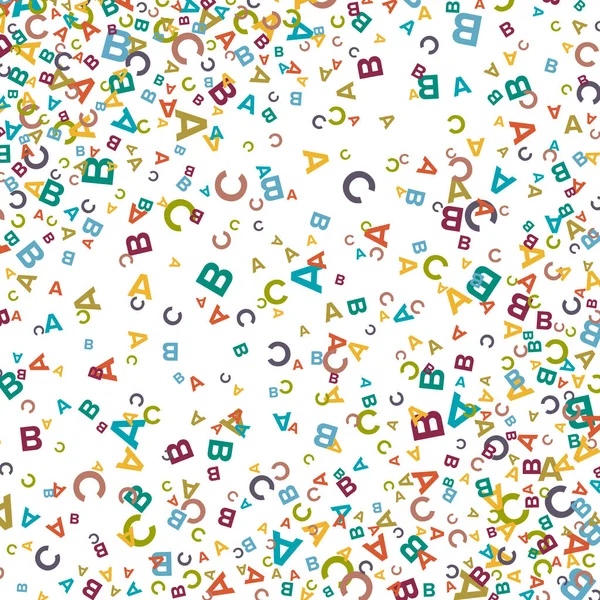 Vector kleurrijke achtergrond gemaakt van de symbolen van het alfabet, letters of tekens in vlakke stijl — Stockvector