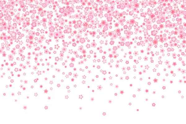 Vector blossom greeting card background with pink cherry or sakura flowers in flat style — Stock Vector