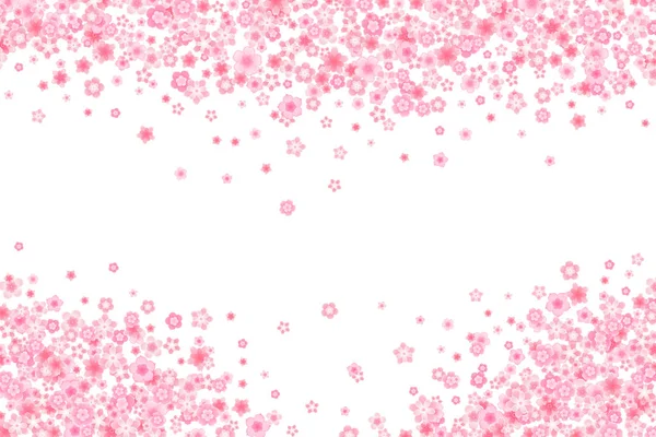 Fond de carte de vœux fleur vectorielle avec des fleurs de cerisier rose ou sakura dans un style plat — Image vectorielle