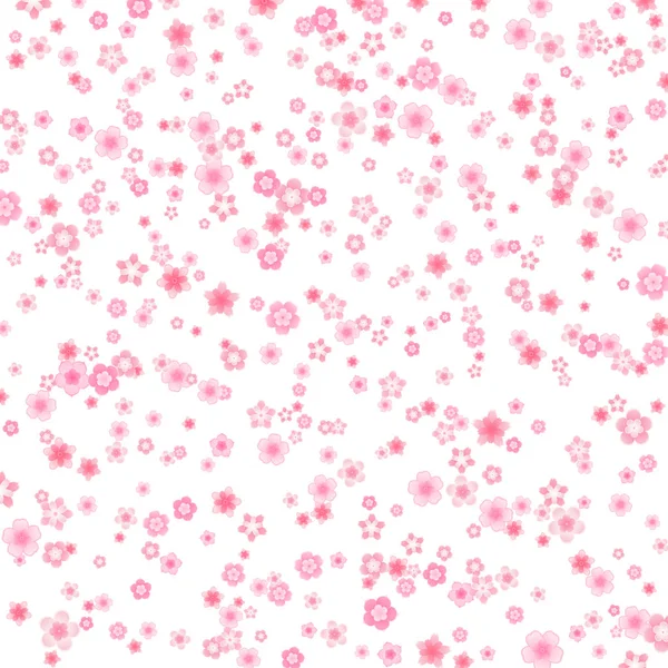 Vektor Blüte Grußkarte Hintergrund mit rosa Kirsche oder Sakura Blumen im flachen Stil — Stockvektor
