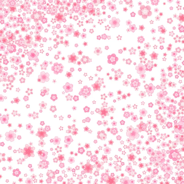 Vektor Blüte Grußkarte Hintergrund mit rosa Kirsche oder Sakura Blumen im flachen Stil — Stockvektor