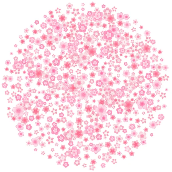 Vektorový pozdrav z rozkvětu s růžovými třešní nebo sakurními květy v plochém stylu — Stockový vektor