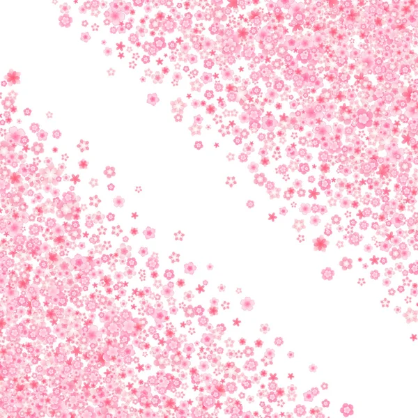 Vektorový pozdrav z rozkvětu s růžovými třešní nebo sakurními květy v plochém stylu — Stockový vektor