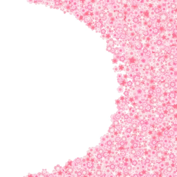 Vector Blossom gratulationskort bakgrund med rosa körsbär eller Sakura blommor i platt stil — Stock vektor