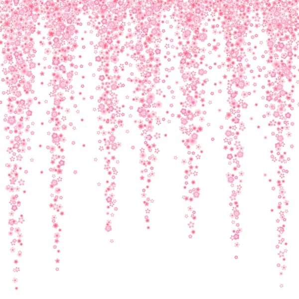 Vector Blossom gratulationskort bakgrund med rosa körsbär eller Sakura blommor i platt stil — Stock vektor
