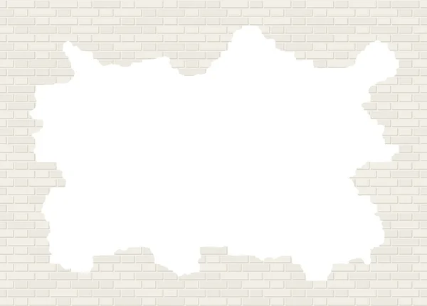 큰 구멍 깨진된 흰색 벽돌 벽 배경 벡터 — 스톡 벡터