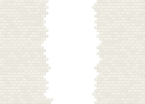 Vector desgarrado en medio fondo de pared de ladrillo blanco con gran agujero — Vector de stock