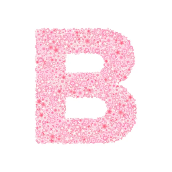 Vektor körsbär eller Sakura blommor Font, bokstaven B — Stock vektor