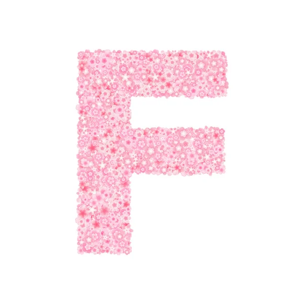 Vektor körsbär eller Sakura blommor Font, Letter F — Stock vektor