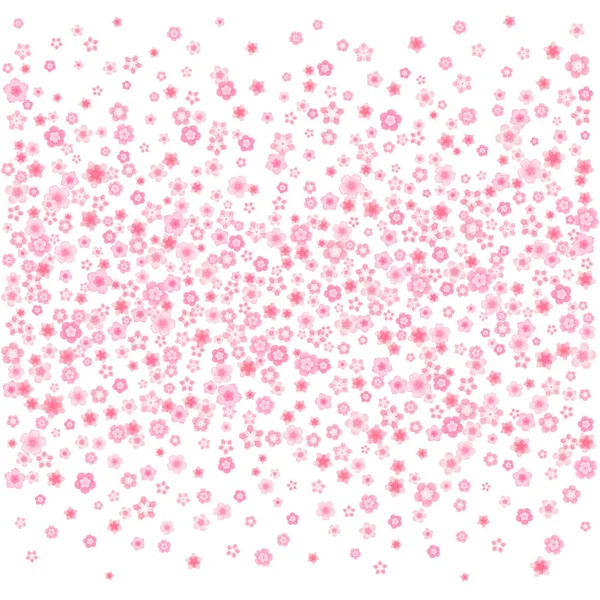 Fondo de tarjeta de felicitación de flor vectorial con flores de cerezo rosa o sakura de estilo plano — Vector de stock