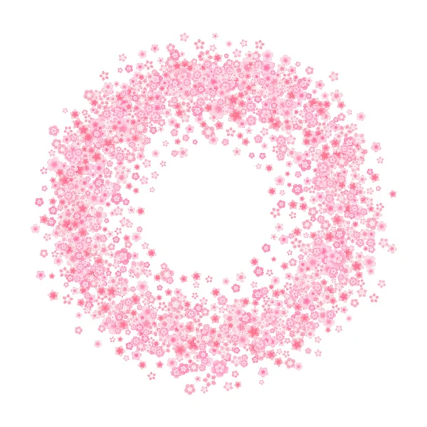 พื้นหลังการ์ดอวยพรดอกไม้เวกเตอร์ด้วยเชอร์รี่สีชมพูหรือดอกซากุระในสไตล์แบน ภาพเวกเตอร์สต็อกที่ปลอดค่าลิขสิทธิ์