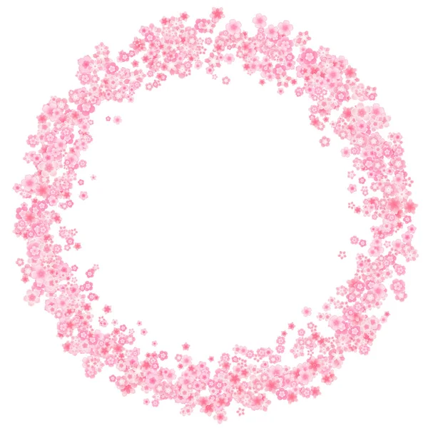 พื้นหลังการ์ดอวยพรดอกไม้เวกเตอร์ด้วยเชอร์รี่สีชมพูหรือดอกซากุระในสไตล์แบน กราฟิกภาพเวกเตอร์