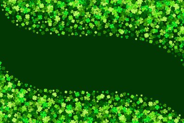 Vektör yeşil yonca tebrik kartı arka plan Aziz Patrick günü için düz stil yaprakları